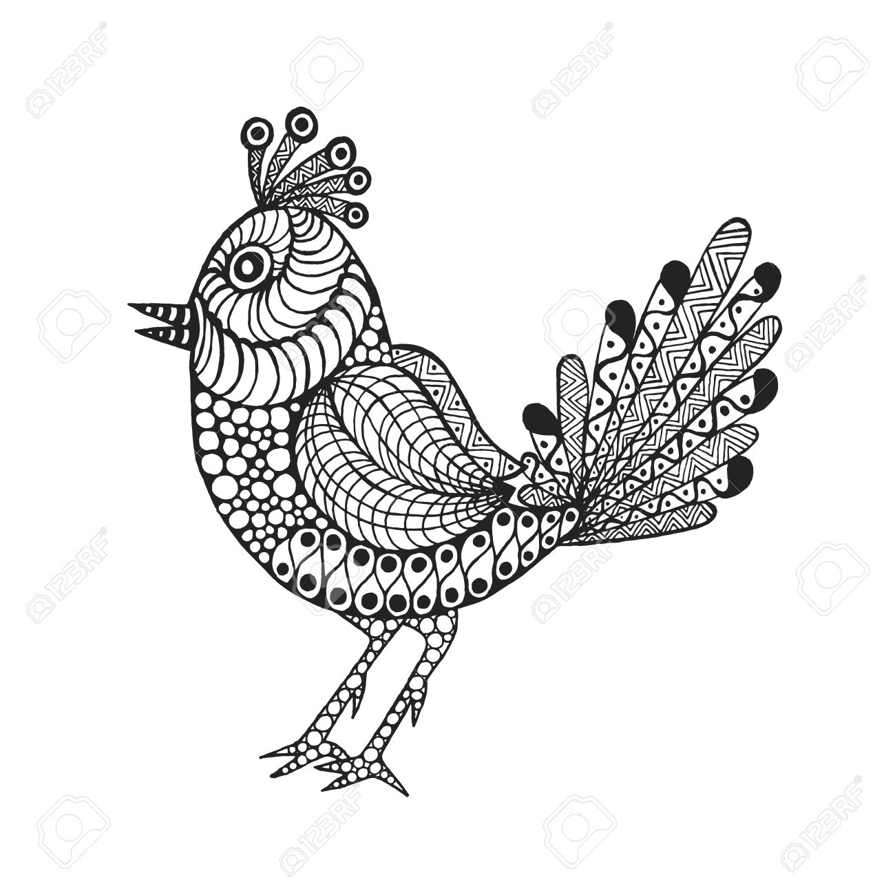 1300x1300 Stylized Bird. Animals. Black White Hand Drawn Doodle Sparrow