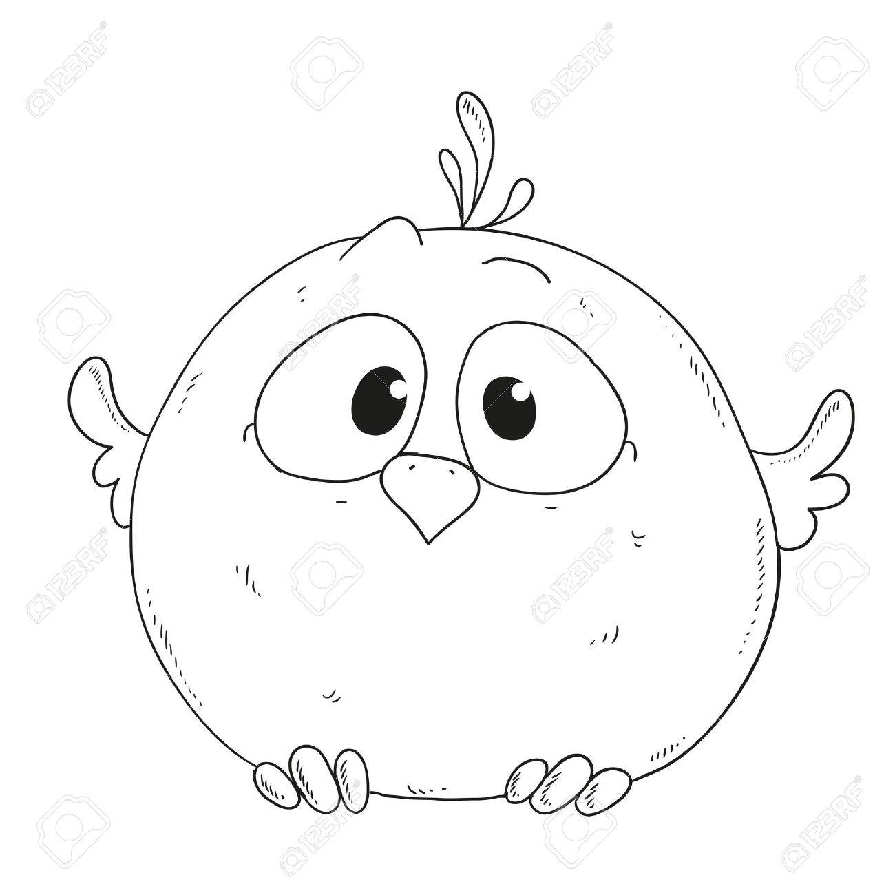 1300x1300 Cartoon Cute Sparrow. Character For Coloring Book Vector Royalty