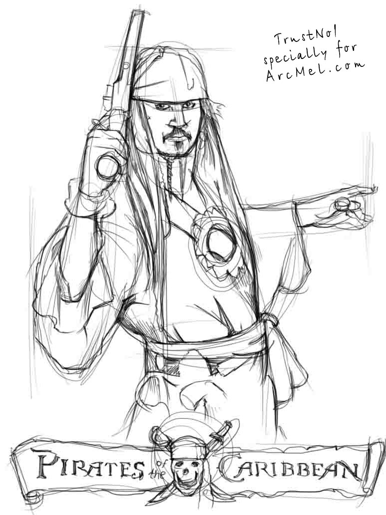 774x1032 How To Draw Captain Jack Sparrow Step By Step 3 Kaptan Jack