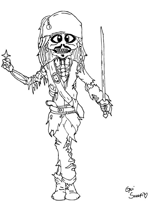527x714 Jack Sparrow Esqueleto By Guiscarpim