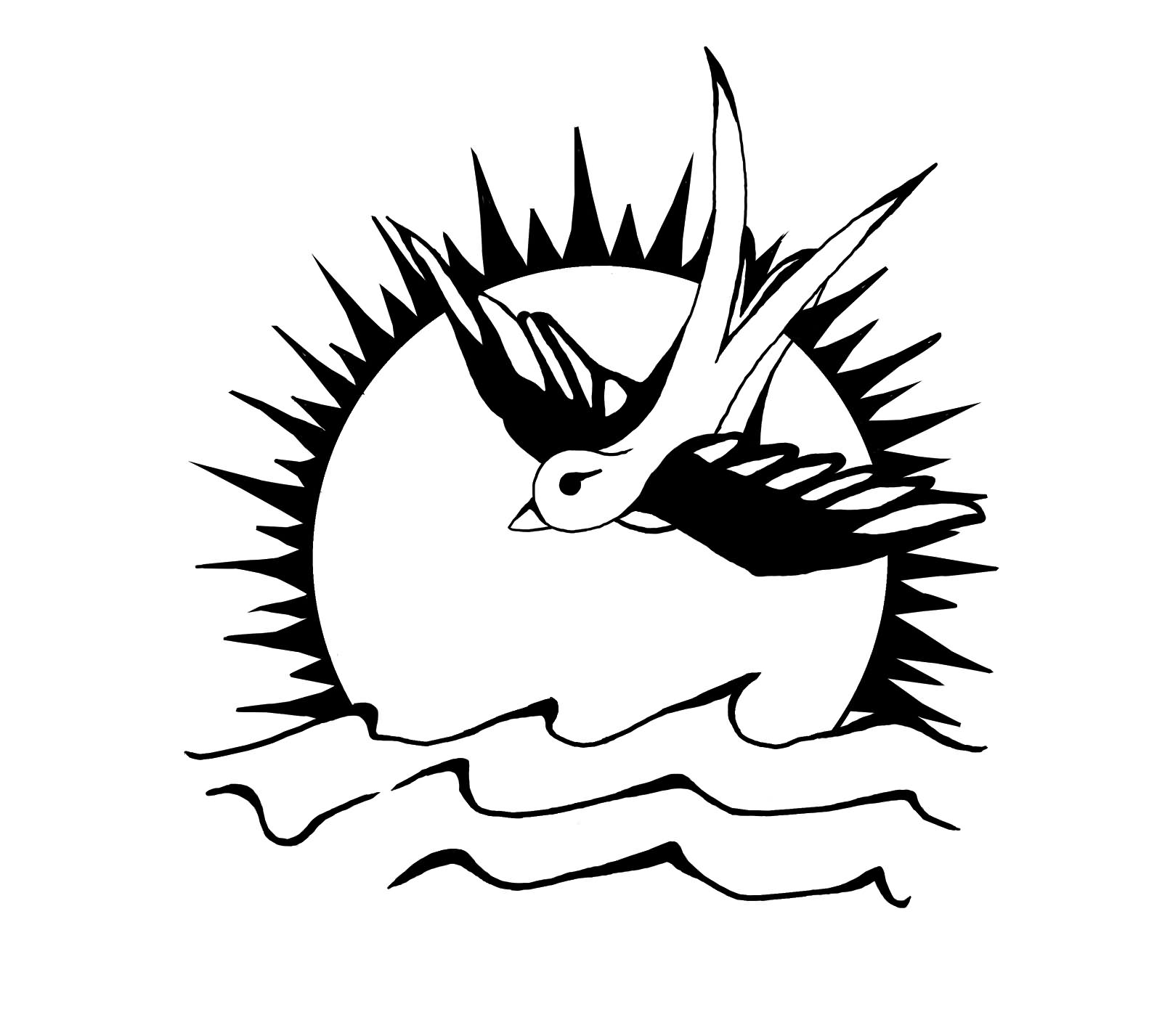 1600x1427 Black And White Sun And Flying Sparrow Tattoo Design By Pantherklaue