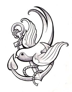 300x385 Collection Of Swallow Bird Flower Tattoo On Ankle