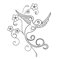 200x200 Tattoo Of Sparrow And Flowers, Memory, Love Tattoo