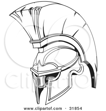 450x470 Clipart Illustration Of A Black And White Spartan Or Trojan Helmet