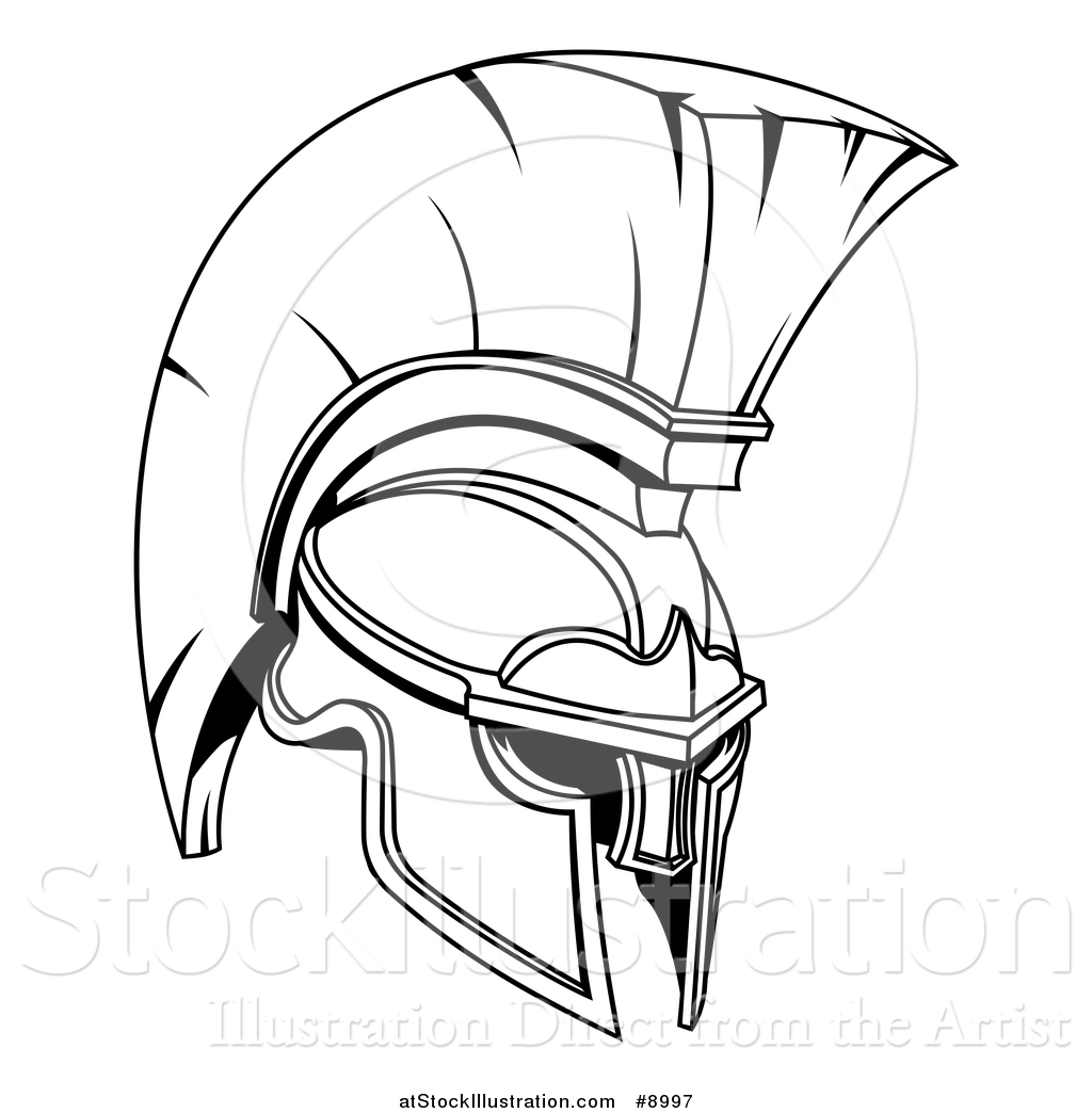 1024x1044 Vector Illustration Of A Black And White Lineart Spartan Or Trojan