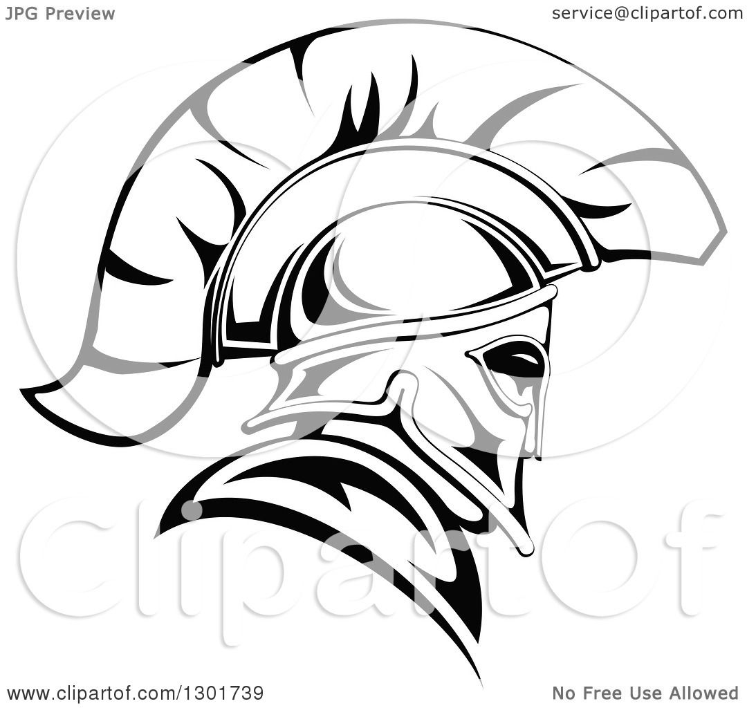 1080x1024 Clipart Of A Black And White Angry Spartan Warrior In A Helmet 2