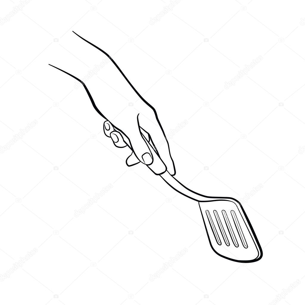 1024x1024 Hand Holding Spatula Stock Vector Ollymolly