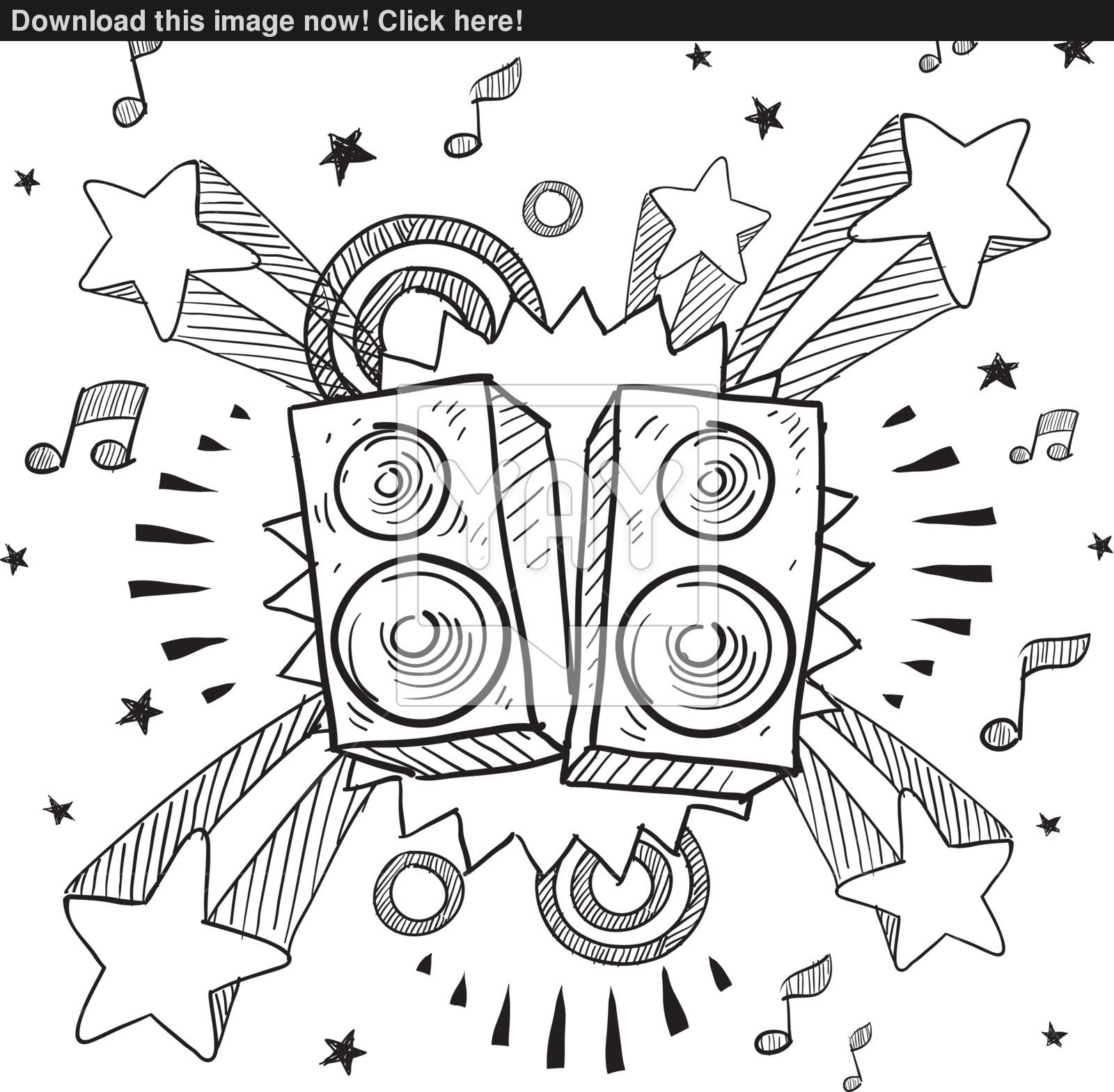 1600x1569 Stereo Speakers Explosion Vector Sketch Vector