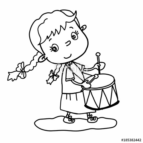 500x500 Cute Girl Cartoon Illustration Drawing Playing Drum And Speaking