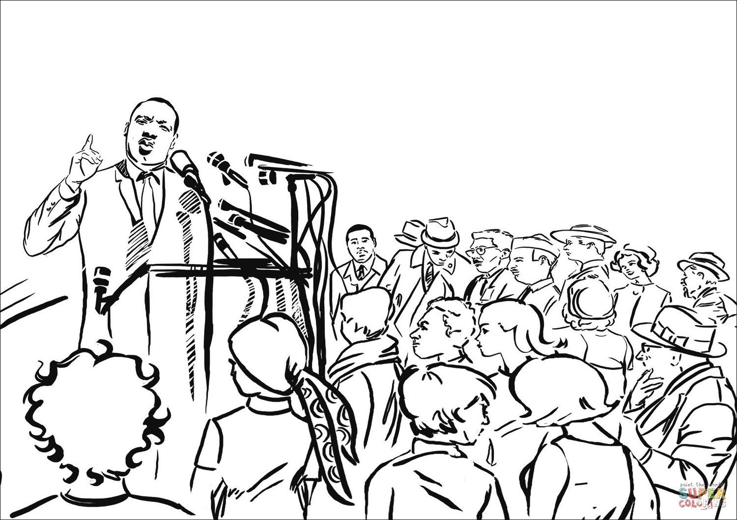 1500x1060 Martin Luther King Jr. Makes A Speech Coloring Page Free
