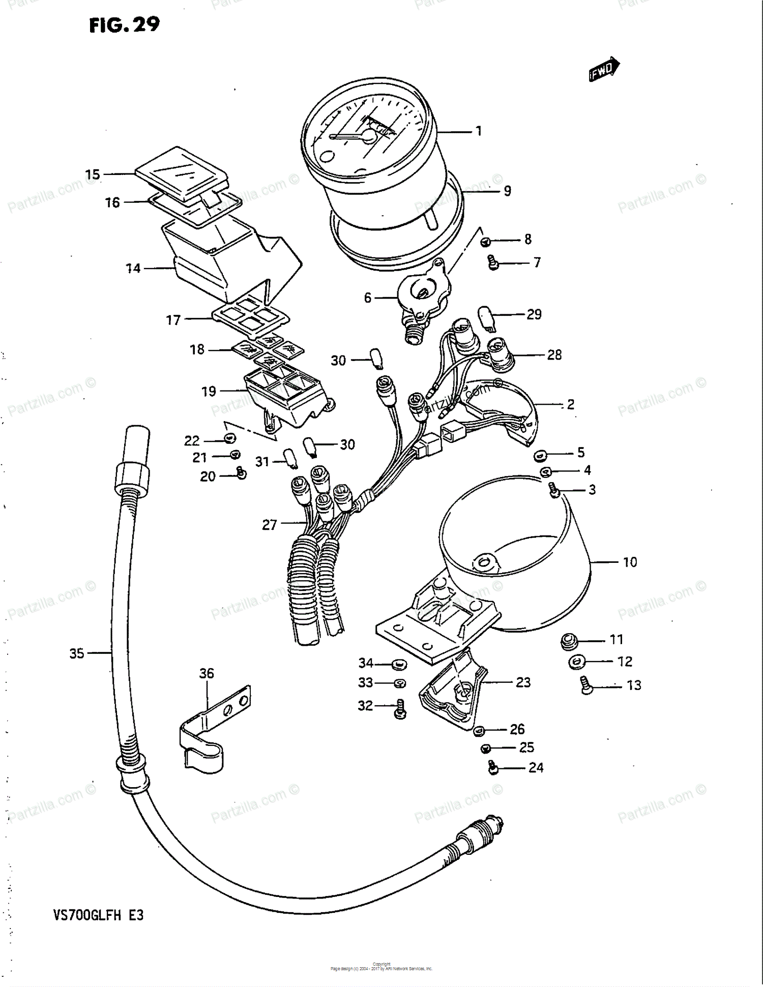 1500x1941 Suzuki Motorcycle 1987 Oem Parts Diagram For Speedometer