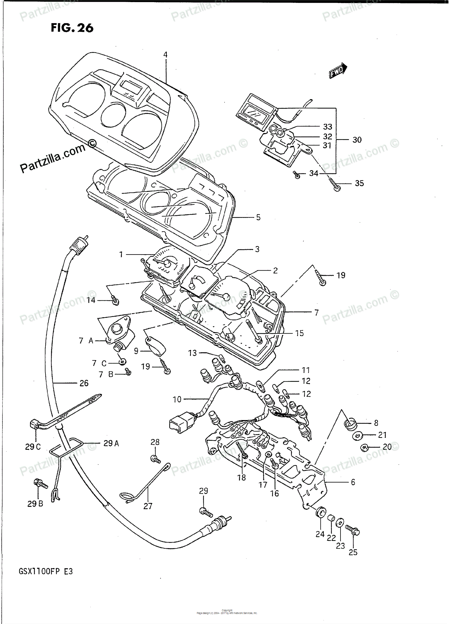 1500x2059 Suzuki Motorcycle 1988 Oem Parts Diagram For Speedometer