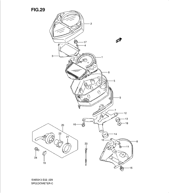 593x678 Suzuki Sv650s K3 K7 (03 07) 2003 2007 Speedometer (Sv650k3k4uk3