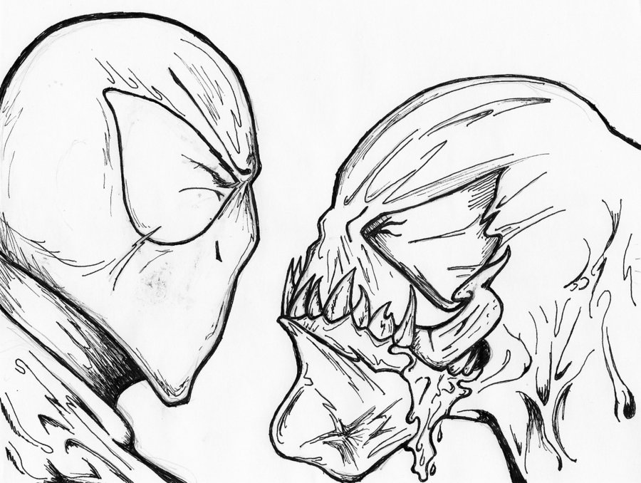 900x678 Spider Man And Venom Uncolored By Behomby