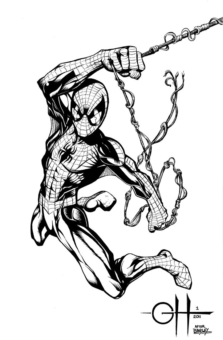 724x1103 Spider Man (Inks After Bagley) By Rhixart
