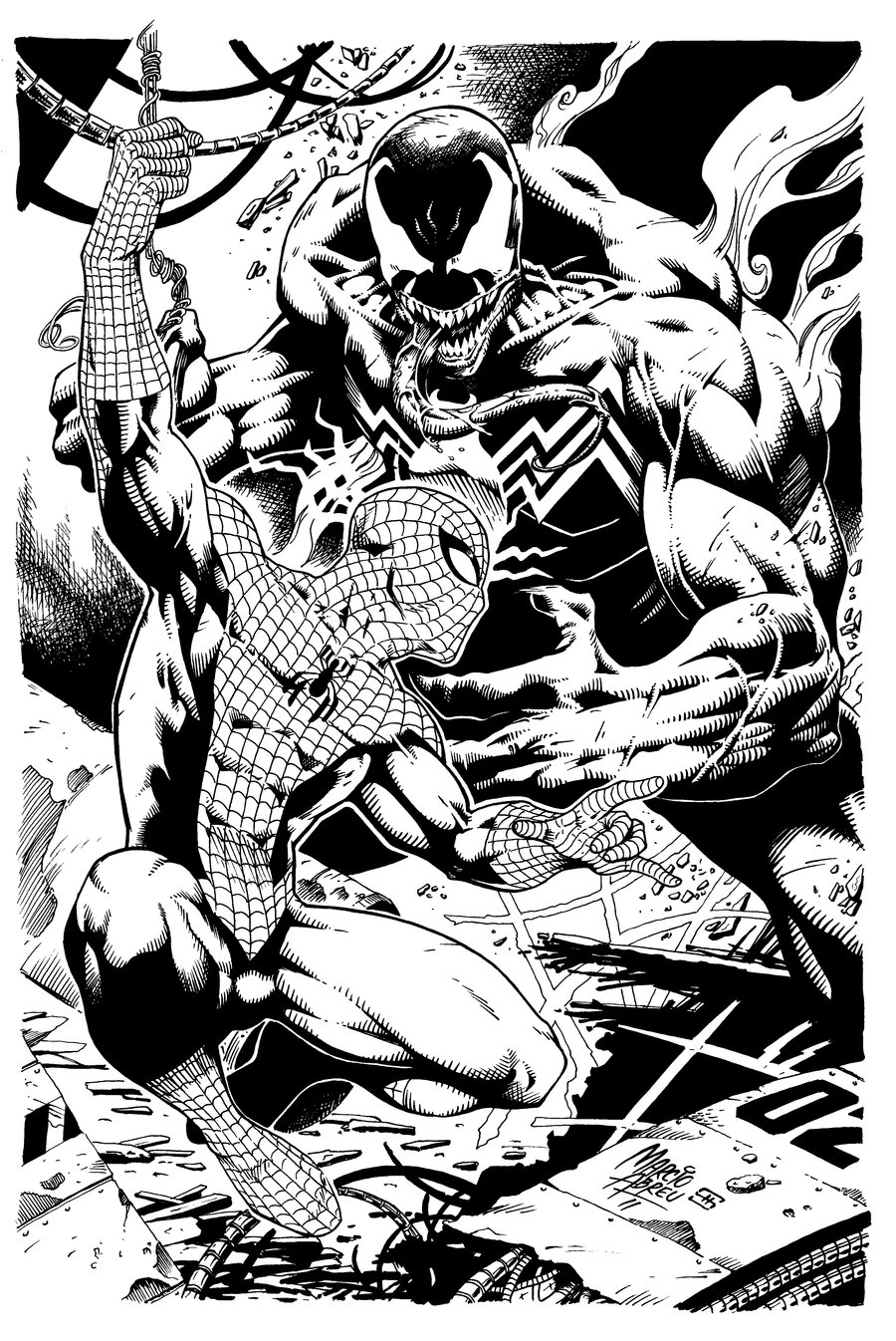 900x1346 Spiderman Vs Venom Ink By Marcioabreu7 On Lineart