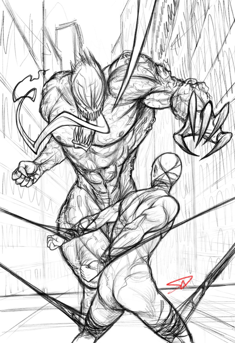 900x1315 Venom Vs Spider Man Wip By Seandonnanart