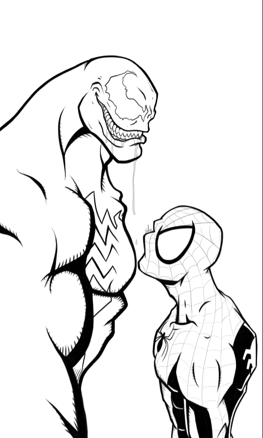 535x890 Spiderman Vs Venom Lineart By Danieltoledo