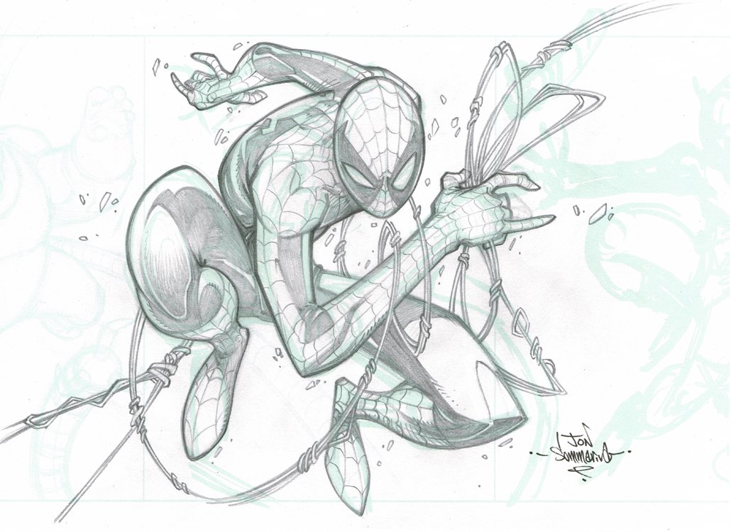 1030x750 Original Art Spider Man Pencil Sketch The Red J Art Store