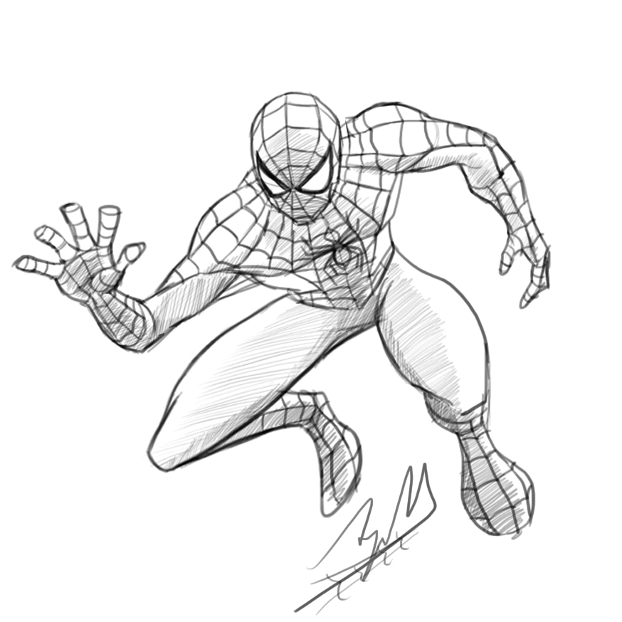 874x874 Spider Man Digital Pencil Sketch By Arjunm0102