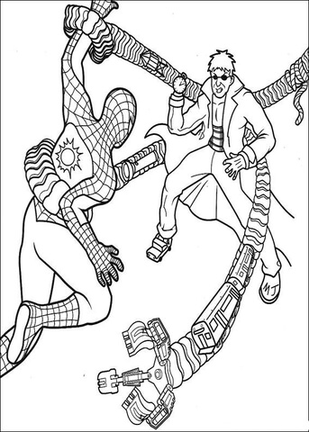 343x480 Spider Man And Doctor Octopus Coloring Page Free Printable
