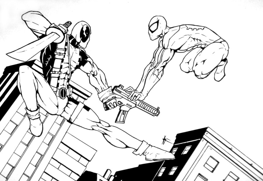 900x622 Spiderman Deadpool Sketch Bebo Pandco