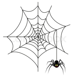 320x320 Picture On Halloween Spider Web On Color Background Stock Photo
