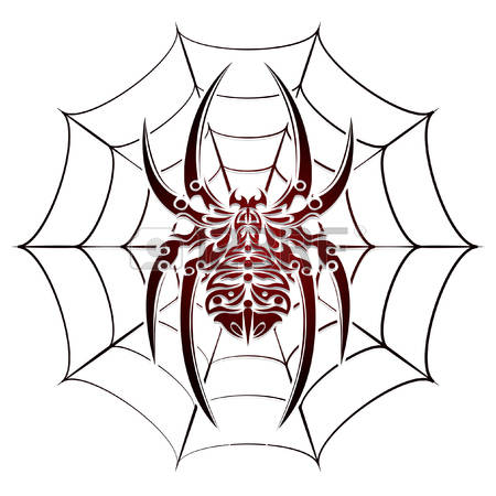 450x450 Spider On Web Tattoo Design