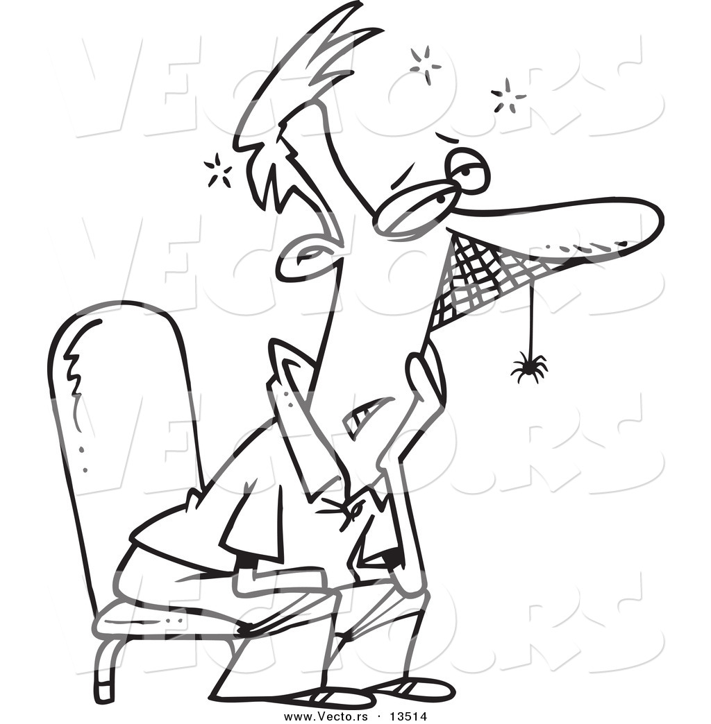 1024x1044 Vector Of A Cartoon Waiting Man With Spider Webs