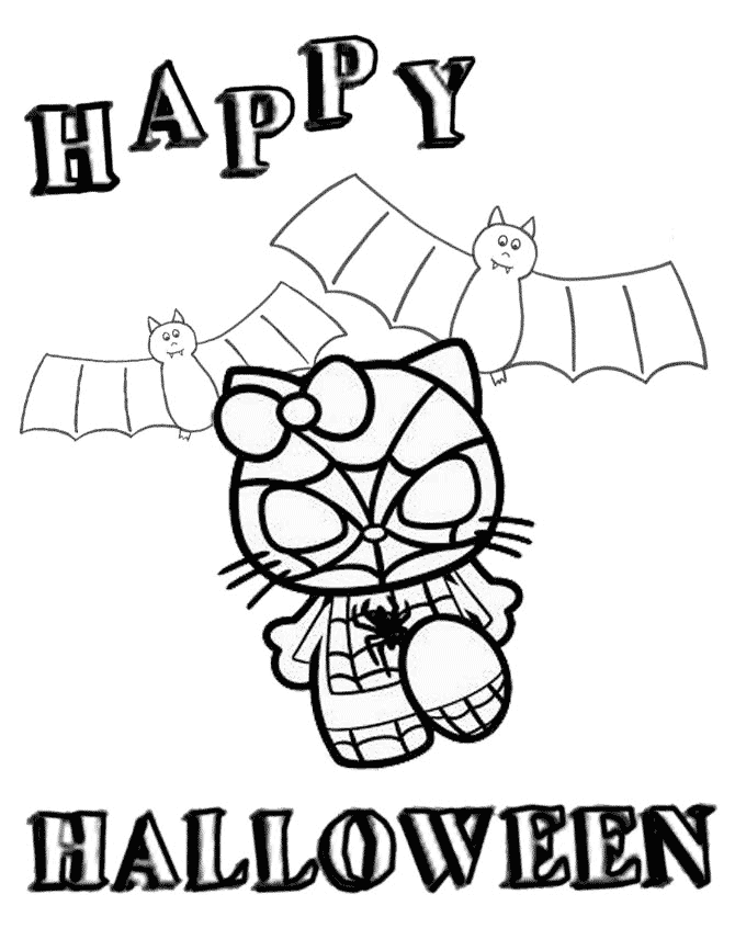 670x867 Hello Kitty In Spiderman Costume Halloween Coloring Page H Amp M