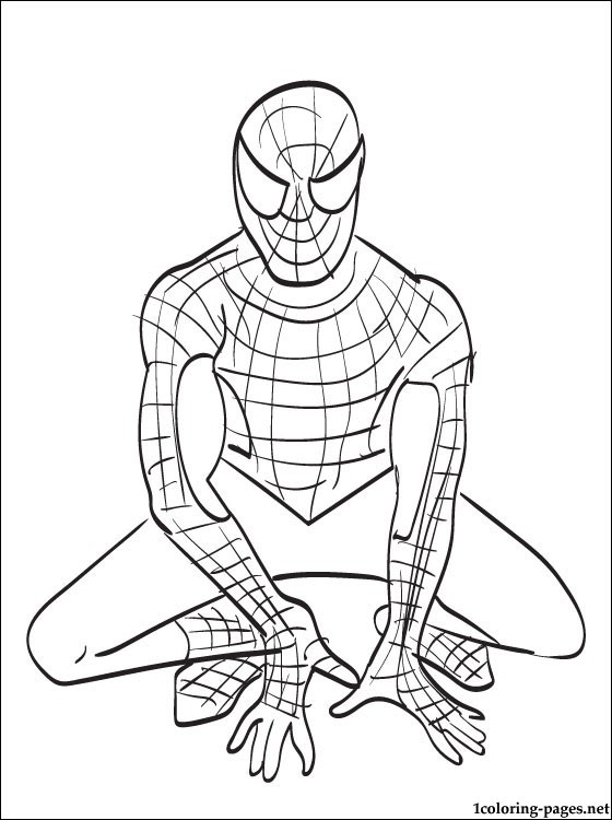 560x750 Spider Man On A High Building Line Drawing Coloring Pages