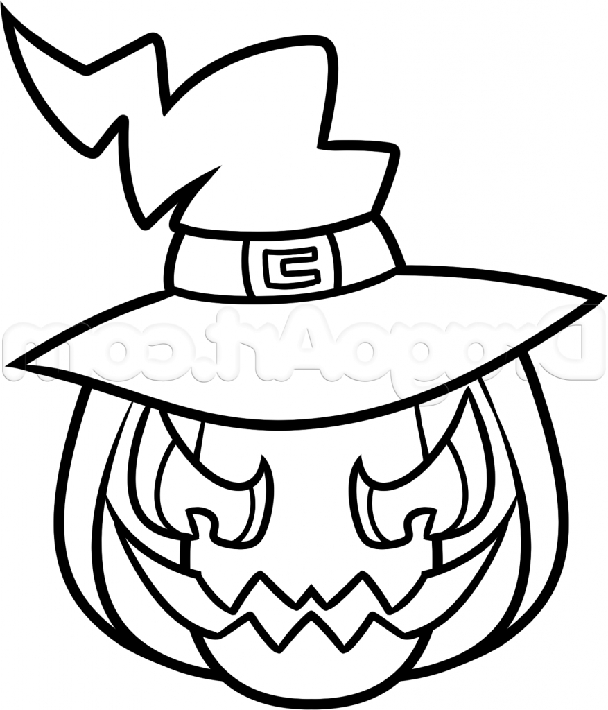 877x1024 Coloring Pages Easy Halloween Drawing Drawings Image Ideas