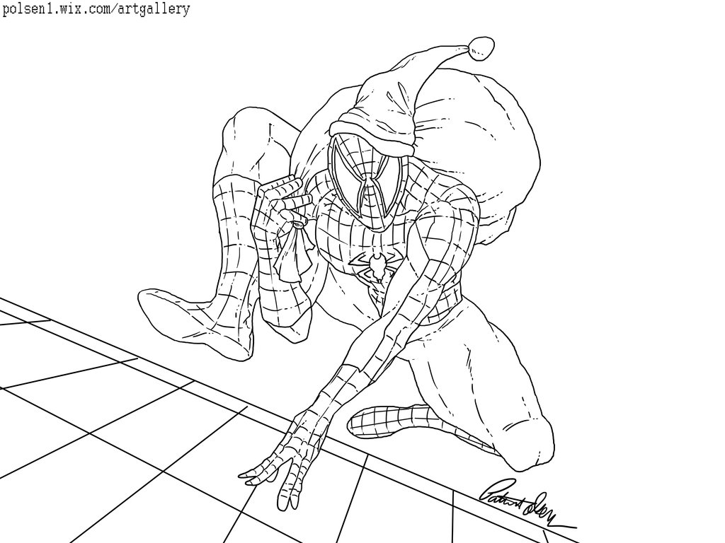 1024x768 Spiderman Christmas By Patrickolsen