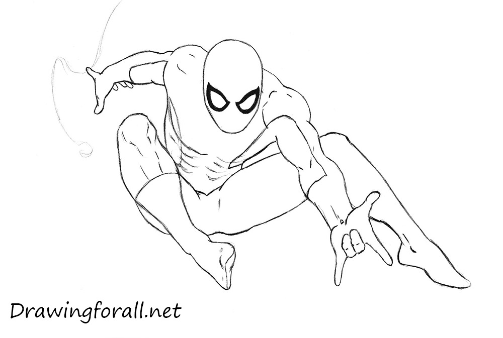 1000x673 Drawn Spiderman Line Drawing