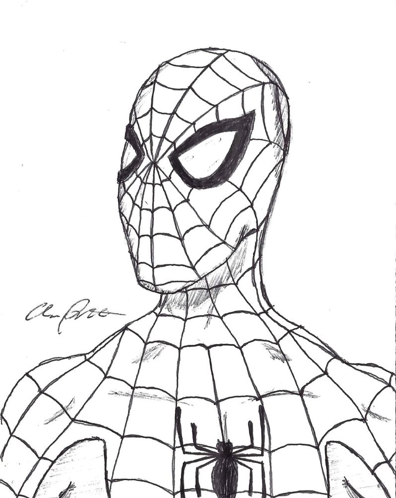 Spiderman Head Drawing at GetDrawings | Free download