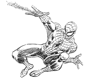 300x278 Drawn Spider Man Black And White