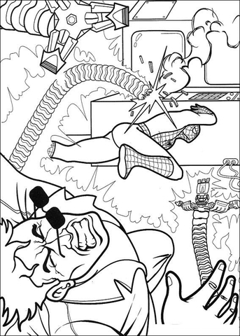 343x480 Spider Man Vs Doctor Octopus Coloring Page Free Printable