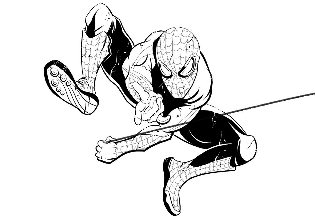 1024x717 Spiderman Lineart By Aldersonillustration