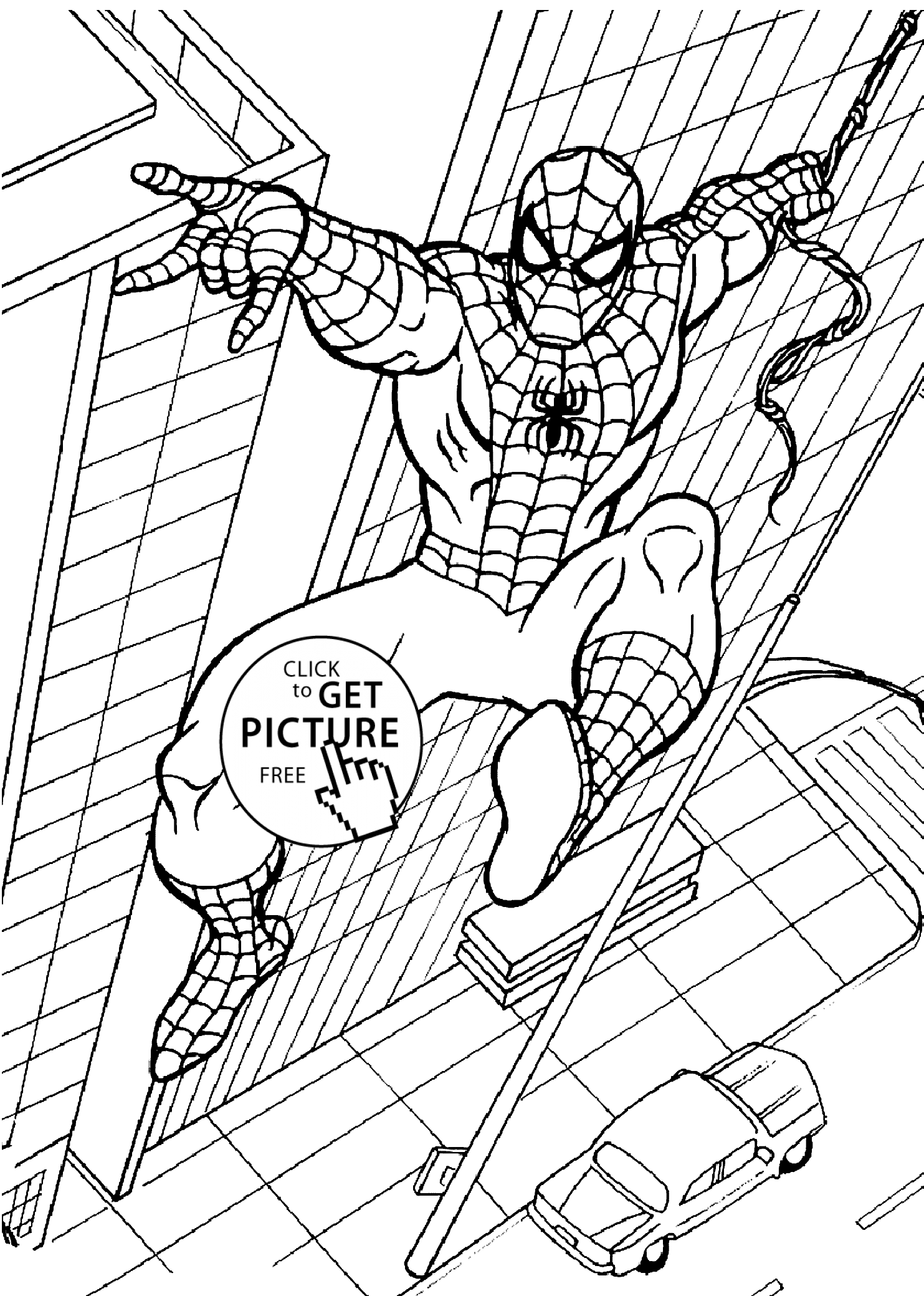 1483x2079 Spider Man In City Coloring Pages For Kids Printable Free
