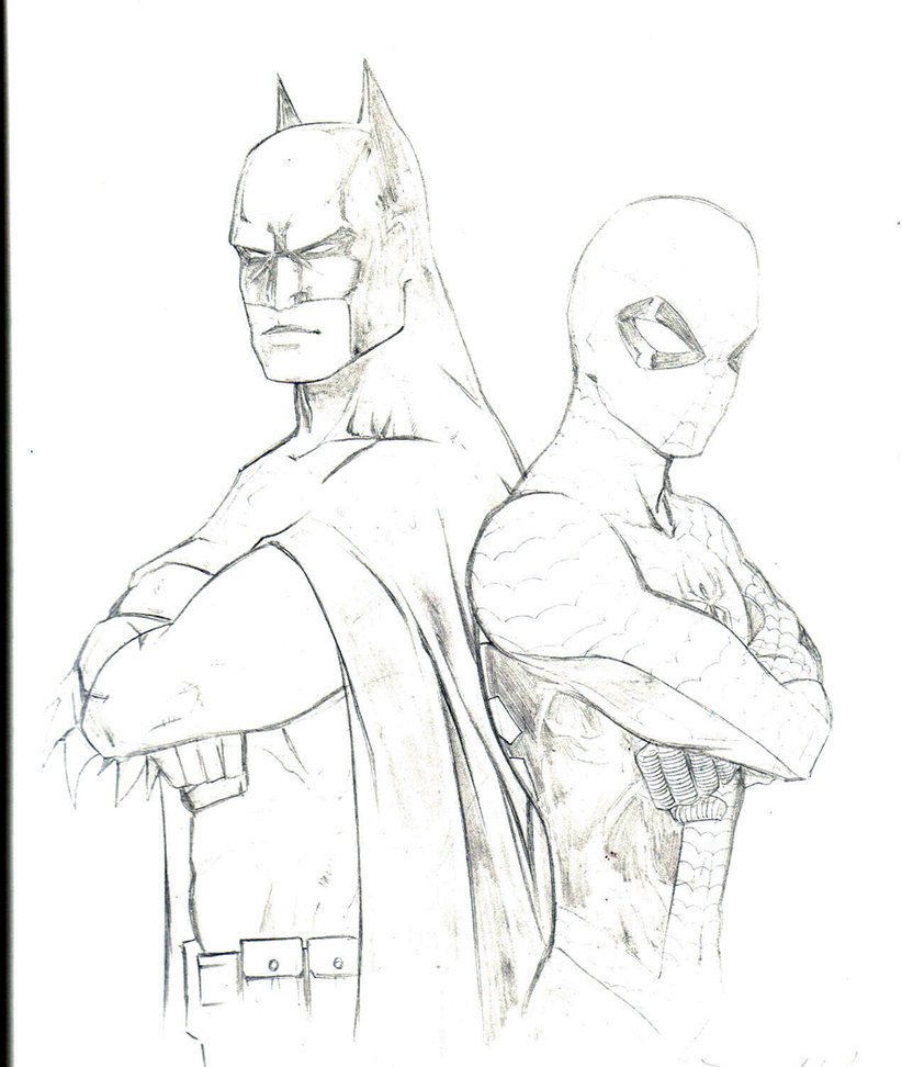 822x972 Batman And Spider Man Sketch By Willman1701