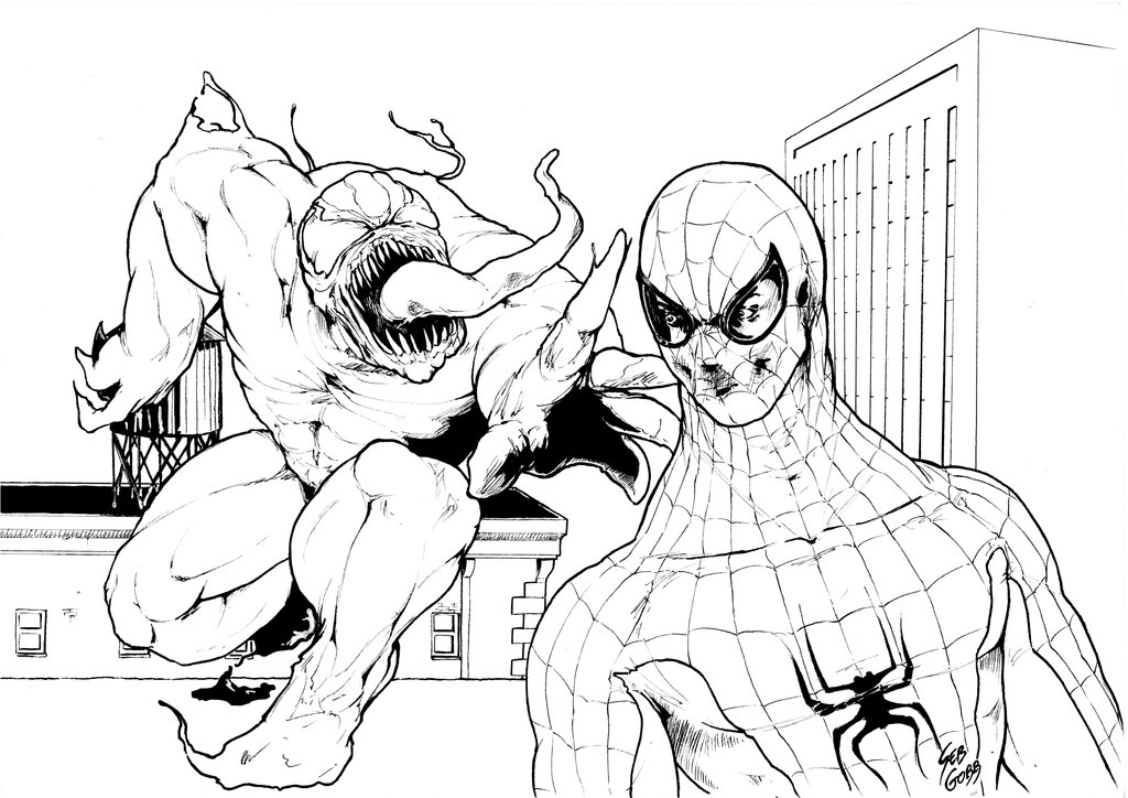 Spiderman Vs Venom Drawing at GetDrawings | Free download