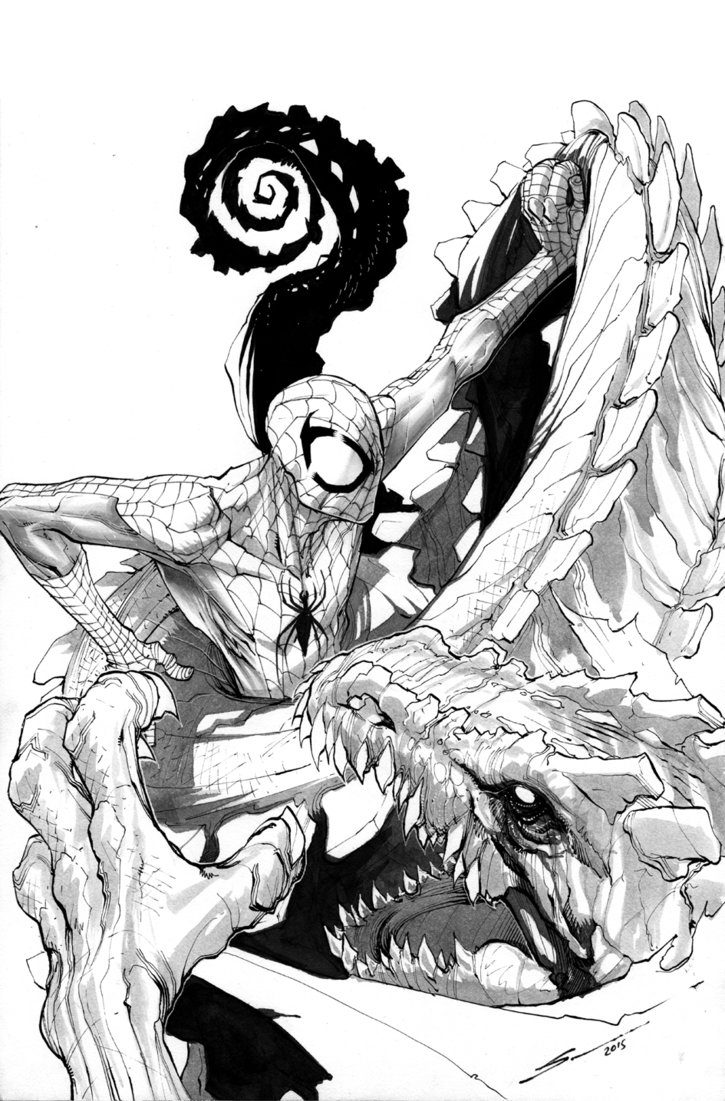 725x1101 Spiderman Vs Lizard By Sandoval Art