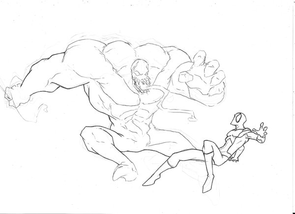 600x436 Spiderman Vs Venom Sketch By Anny D