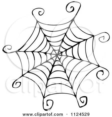 450x470 Clipart Of A Sketched Black And White Spider Web
