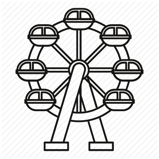 512x512 Ferris, Line, Motion, Outline, Park, Spin, Wheel Icon Icon