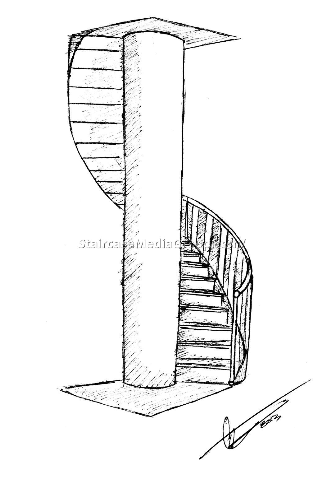 1024x1540 Drawing Of Spiral Staircase