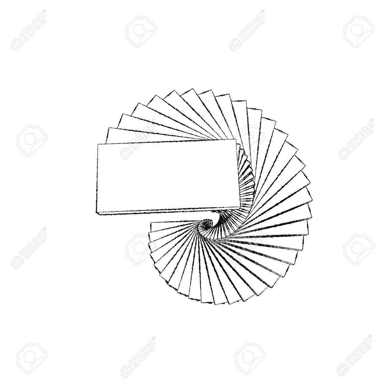 1300x1300 Spiral Staircase. Isolated On White Background. Sketch