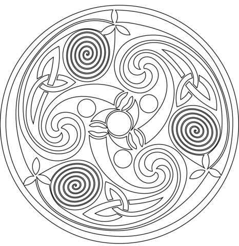 466x480 Celtic Spiral Mandala Coloring Page Free Printable Coloring Pages