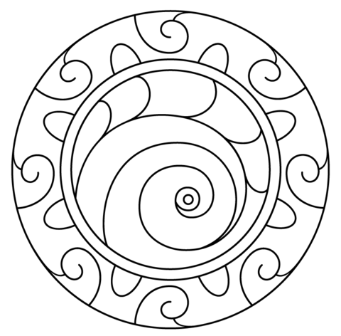 480x472 Mandala With Spiral Pattern Coloring Page Free Printable