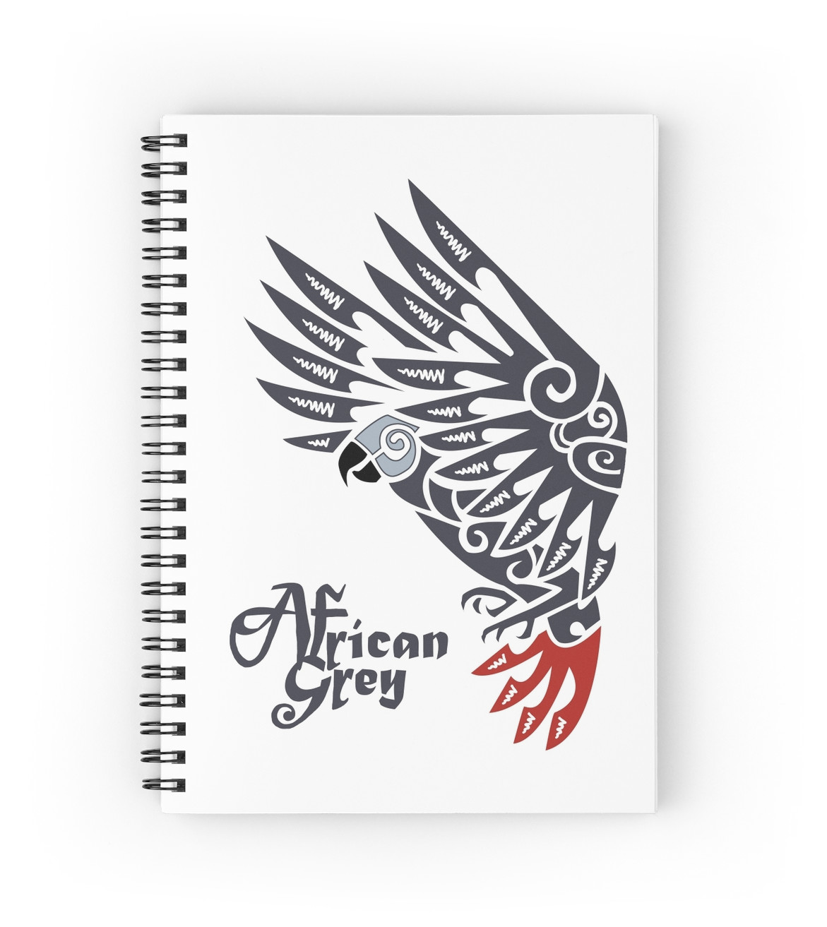 1171x1313 African Grey Parrot Tribal Tattoo Spiral Notebooks By